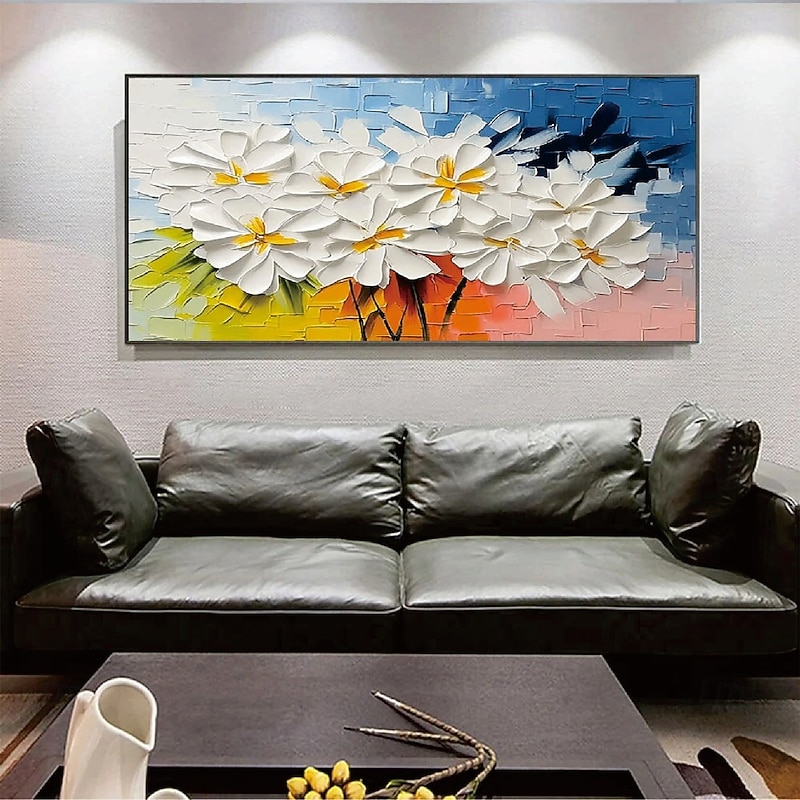 Large Flower Landscape Oil Painting On Canvas hand painted Pastel Floral Painting Spring Flower Scenery Painting Large Wall Art flower painting for Living Room office wall Decor4