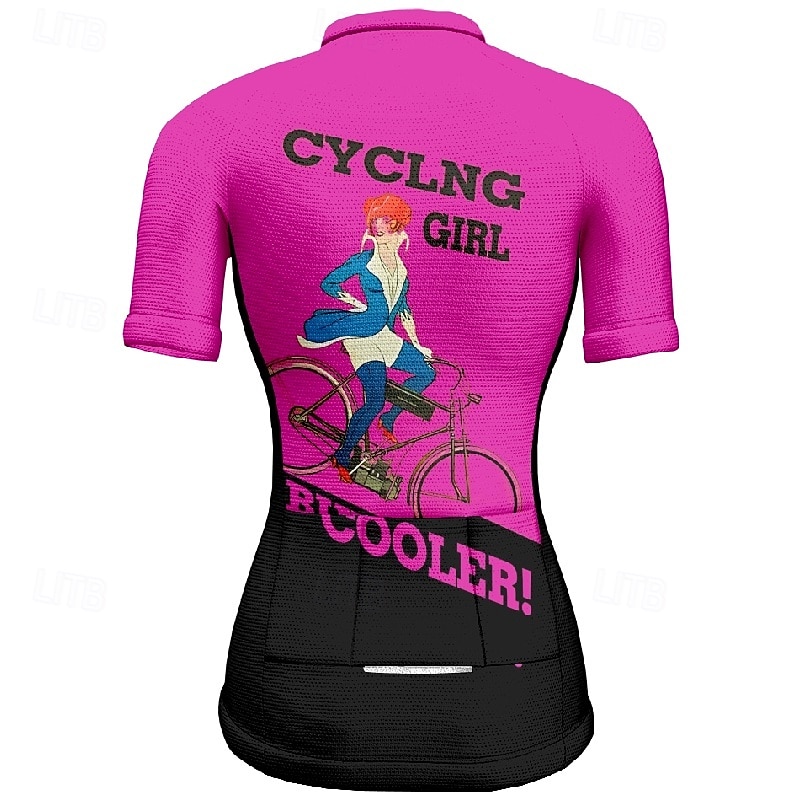 Women's Cycling Jersey Graphic Letter & Number Short Sleeve Bike Tee Tshirt Jersey with 3 Rear Pockets Mountain Bike MTB Quick Dry Anatomic Design Wicking Breathable Sports Yellow Pink Red Clothing2