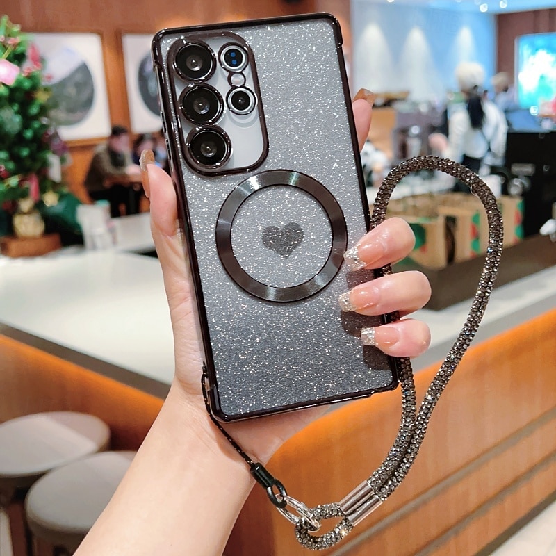 Phone Case For Samsung Galaxy S25 S24 S24 FE S23 S22 S21 Ultra Plus Back Cover with Stand Holder Magnetic Support Wireless Charging Retro TPU Plating2