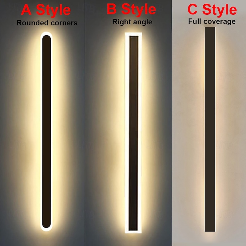 Modern Plug Wall Lamp 11.8-47in Frosted Black LED Acrylic Outdoor Wall Lamp 59 Inch Plug Cable with Opening Acrylic Indoor Wall Lamp Suitable for Bedroom Living Room Bathroom Makeup Corridor4