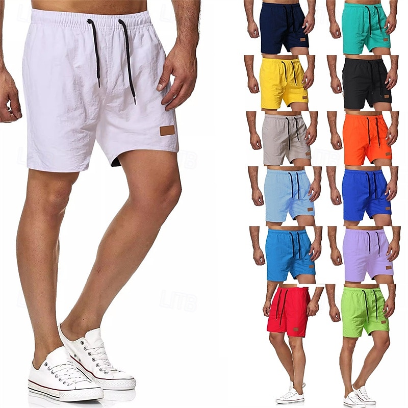 Men's Swim Shorts Shorts Summer Shorts Casual Shorts Pocket Drawstring Elastic Waist Plain Comfort Breathable Short Outdoor Vacation Sport Casual Black White
