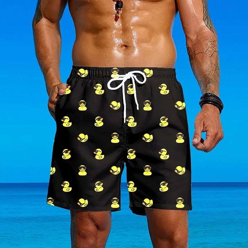 Men's Animal Funny Duck Swim Trunks Swim Shorts Board Shorts Mid Waist Streetwear Hawaiian Beach Vacation Wear Side Pockets Mesh Lining Elastic Drawstring Waist Designer Clothing Apparel3