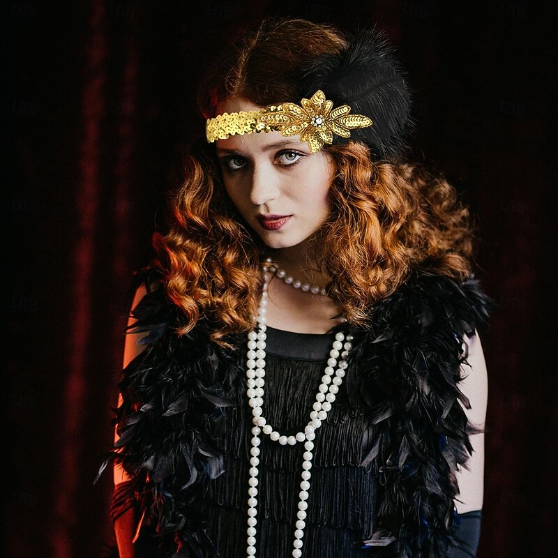 1920s The Great Gatsby Flapper Headband The Great Gatsby Feather Retro Sparkling Glitter Fancy Dress Women's Carnival Valentine's Day Masquerade Party Evening Wear Masquerade Festival Adults' Gloves2