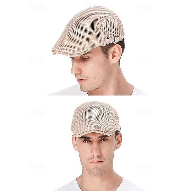 Men's Casual Mesh Flat Cap - Lightweight and breathable design with adjustable straps, multiple colors, fashionable for outdoor activities, sports and daily wear3