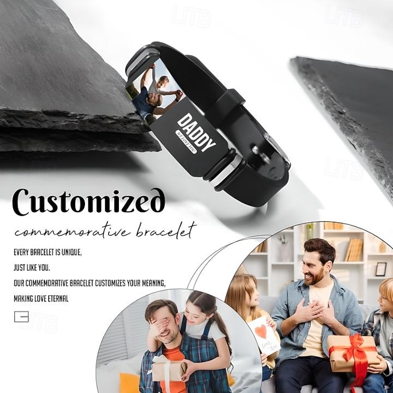 Personalized Photo Bracelet Custom Best Gift for Dad, Husband or Boyfriend, Unique Men's Jewelry for Father's Day, Birthday, Anniversary, Christmas, Valentine's Day3