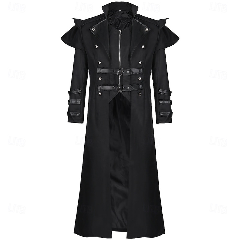 Retro Vintage Punk & Gothic Steampunk Coat Trench Coat Outerwear Vampire Nobleman Fancy Dress Men's Halloween Carnival Performance LARP Ren Faire Adults' Coat3