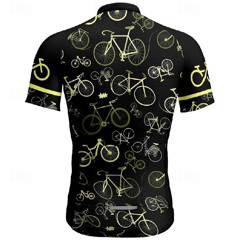 Men's Cycling Jersey Graphic Short Sleeve Bike Tee Tshirt Jersey with 3 Rear Pockets Mountain Bike MTB Quick Dry Anatomic Design Wicking Breathable Sports Yellow Blue Purple Clothing Apparel2