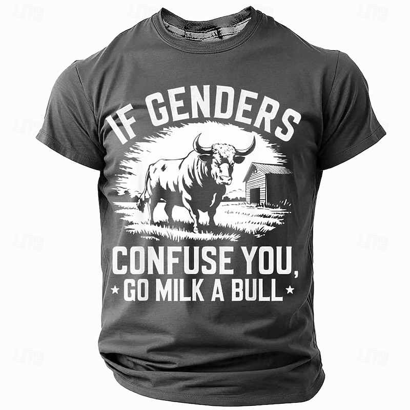 Men's Graphic Short Sleeve T-Shirt: 'If Genders Confuse You, Go Milk A Bull' Humor Tee4