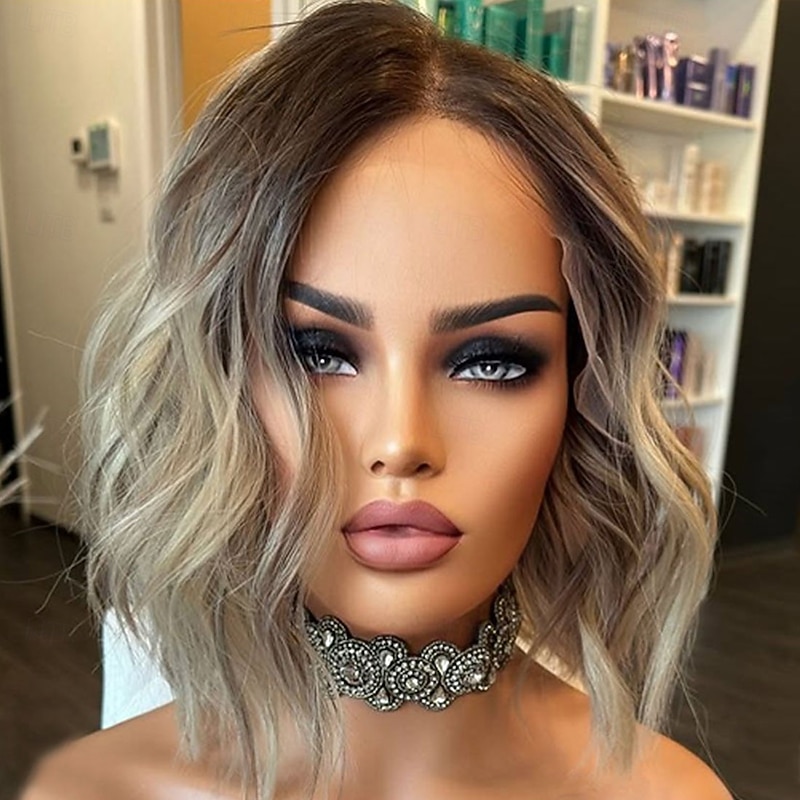 Unprocessed Virgin Hair 5x5 Closure 13x4 Lace Front Wig Short Bob Brazilian Hair Wavy Blonde Wig 130% 150% Density Ombre Hair Highlighted / Balayage Hair Glueless For Women Long Human Hair Lace Wig2