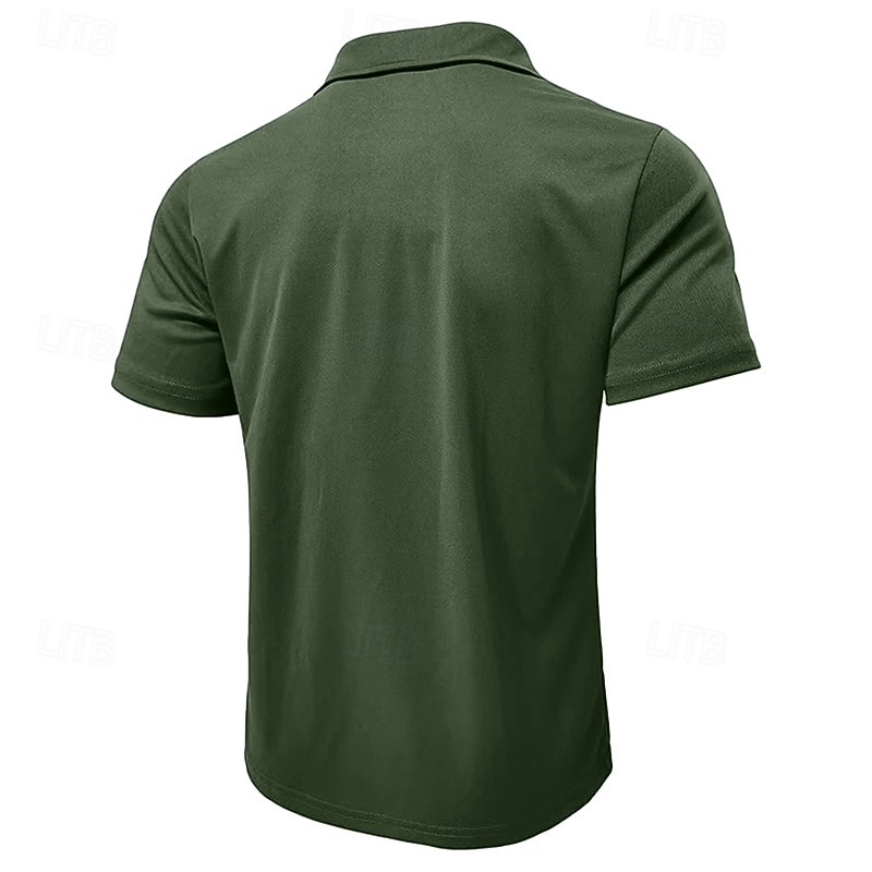 Men's Golf Shirt Golf Polos Shirts Work Casual Lapel Short Sleeve Basic Modern Plain Patchwork Buttons Summer Regular Fit Blue Sky Blue Army Green Golf Shirt3