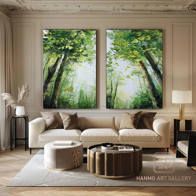 Wabi sabi artwork oil painting hand painted Wall Art Set of 2 Beige Abstract forest Painting on Canvas A Pair Beige Texture Wall Art Neutral Abstract landscape paintings Wall Art Boho Wal Decor