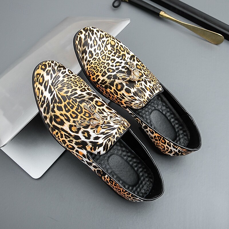 Men's Leopard Print Slip-On Dress Shoes - Stylish Formal Footwear for Dance Parties and Special Events4