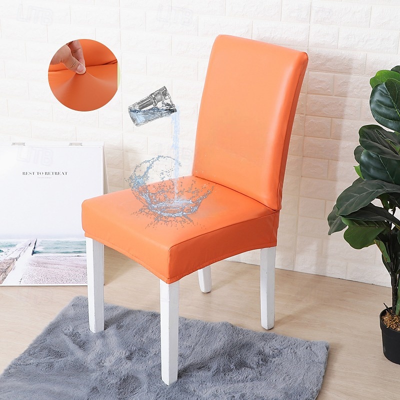 Thickened PU Waterproof and Anti-fouling Dining Chair Cover Leather All-inclusive Home Restaurant Chair Covers Technology Cloth