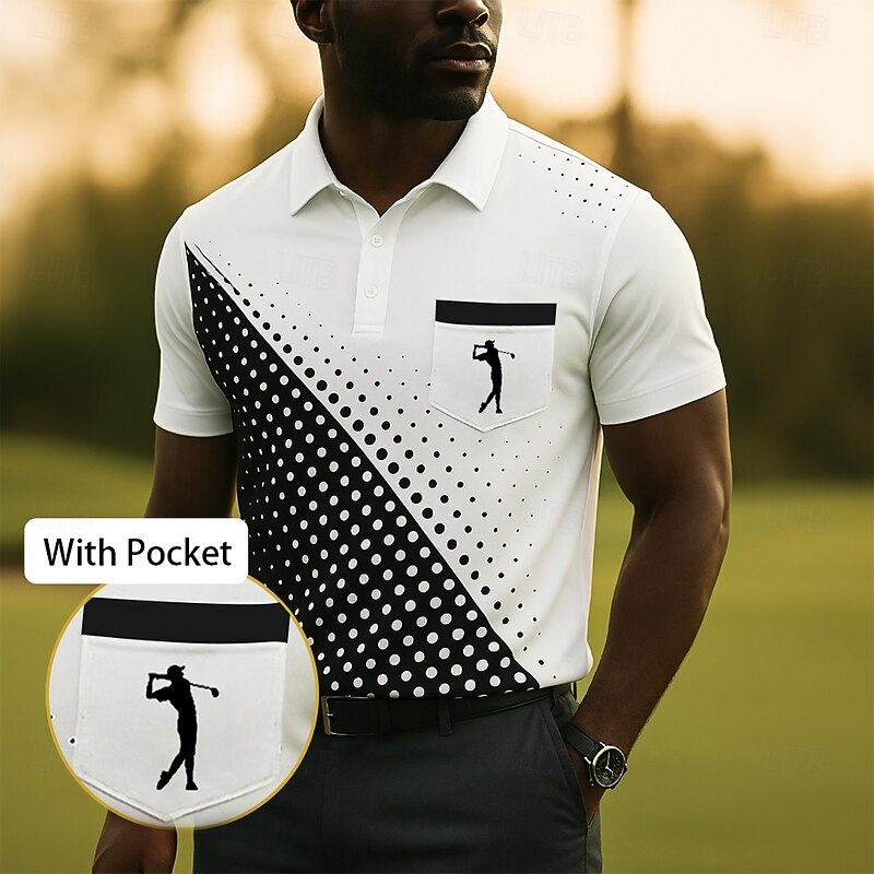 Men's Geometric Golf Sports Polo Shirts Short Sleeve Polo Shirts Collared Shirts Business Casual Outdoor Athleisure Daily Wear 3D Print Summer Blue Purple Green