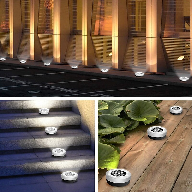1pc Solar Ground Lights Outdoor, 8 LED Solar Disc Lights IP65 Waterproof Flat Solar Lights, Pathway Lights Solar Powered for Garden Lawn Patio Yard Path Landscape4