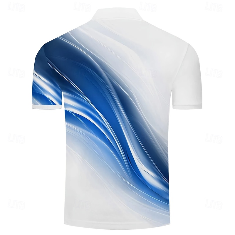 Men's Geometic Line Polo Short Sleeve Polo Shirts Collared Shirts Business Casual Outdoor Athleisure Daily Wear 3D Print Summer Red Blue2