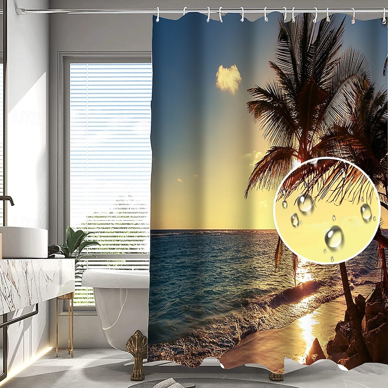 Shower Curtain with Hooks 180cm*180cm(70
