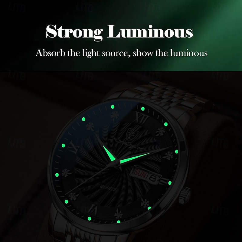 Luxury Brand Man Watch Waterproof Luminous Date Week Men's Quartz Wristwatch Stainless Steel Fashion Sports Men Watches3