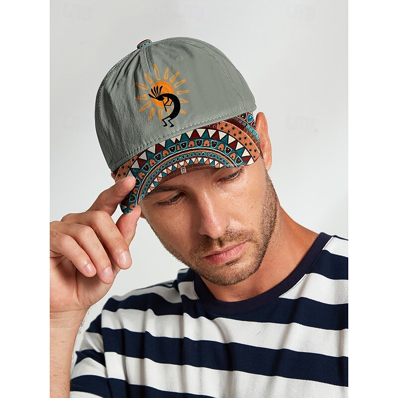 Men's Camouflage Print Baseball Cap with Tribal Pattern, Adjustable Sun Protection Hat for Outdoor Sports, Hiking, and Casual Wear2