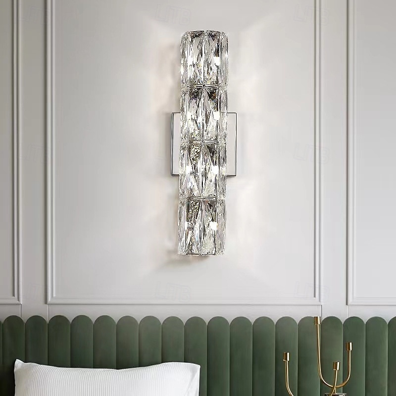 LED Wall Light Warm White Wall Mount Lighting Fixture Rectangular Indoor Display Shelves Wall Lights Elegant Crystal Anti Rust 110-240V3