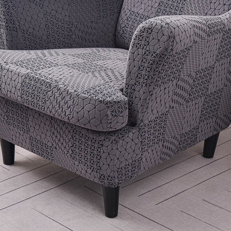 Jacquard Wingback Chair Slipcover - 2 Piece Stretch Jacquard Wing Chair Covers With Thick Arms And Elastic Bottom4