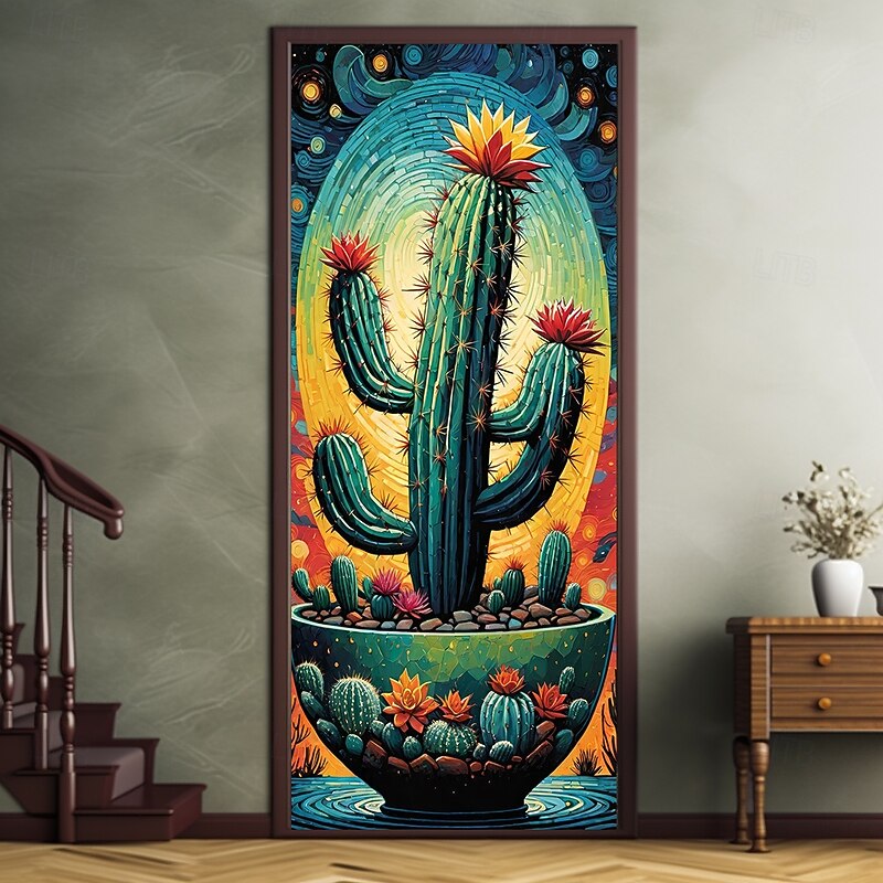 Cinco de Mayo Door Decorations Mexico Art Door Covers Cactus Door Tapestry Door Curtain Decoration Backdrop Indoor/Outdoor Door Banner for Front Door Farmhouse2