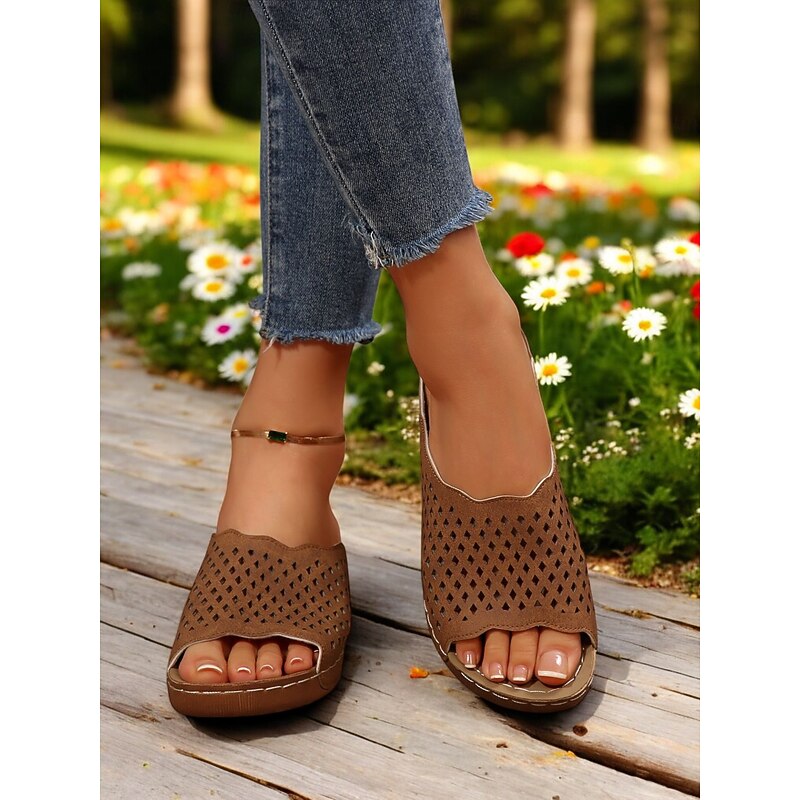Women's Cutout Slip-On Sandals – Breathable Slide Sandals for Casual Summer Outings & Travel3