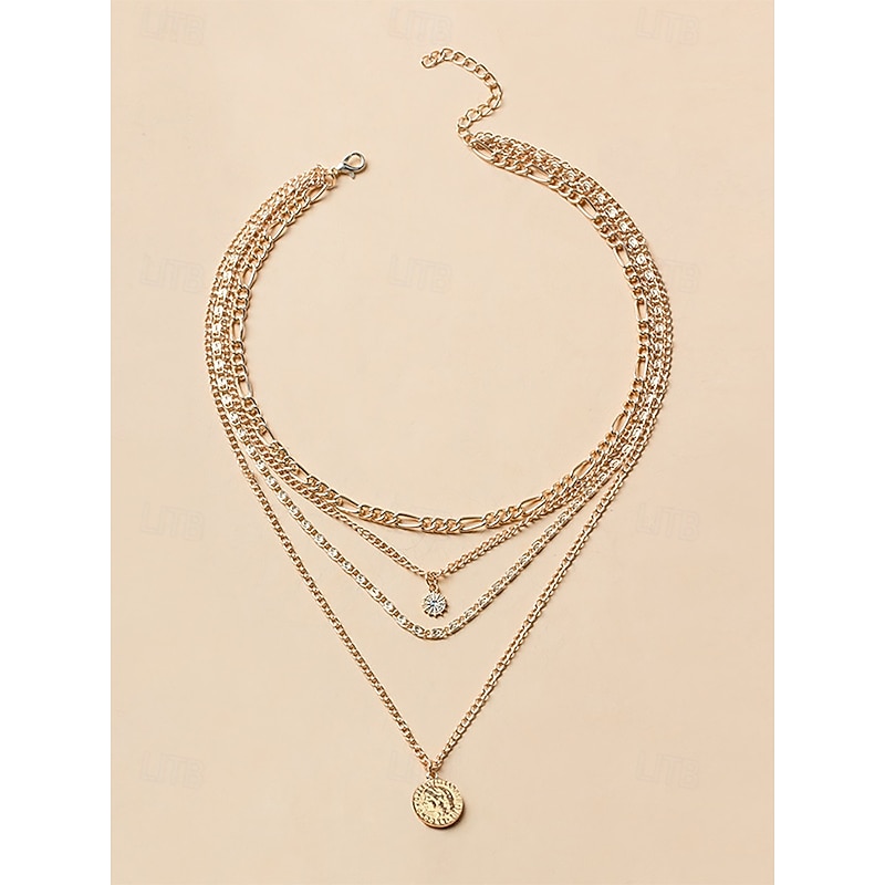 Gold and Silver Multi-Layered Pendant Necklace with Sun and Coin Charms, Trendy Bohemian Jewelry for Women, Perfect for Casual Wear and Summer Outings4