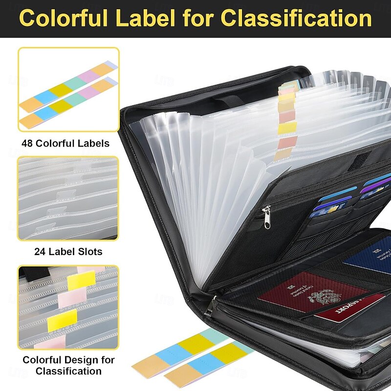 File Organizer - 26 Pocket Expanding Accordion File Folder with Zipper & Labels, Fireproof & Waterproof Document Organizer for Letter/A4 Size Files, Multi-Pocket File Storage Case for Home & Office4