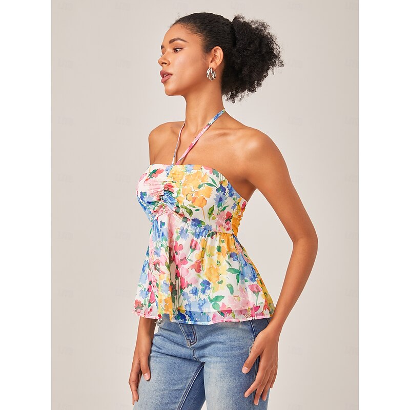 Floral Prints Halter Tanktop2