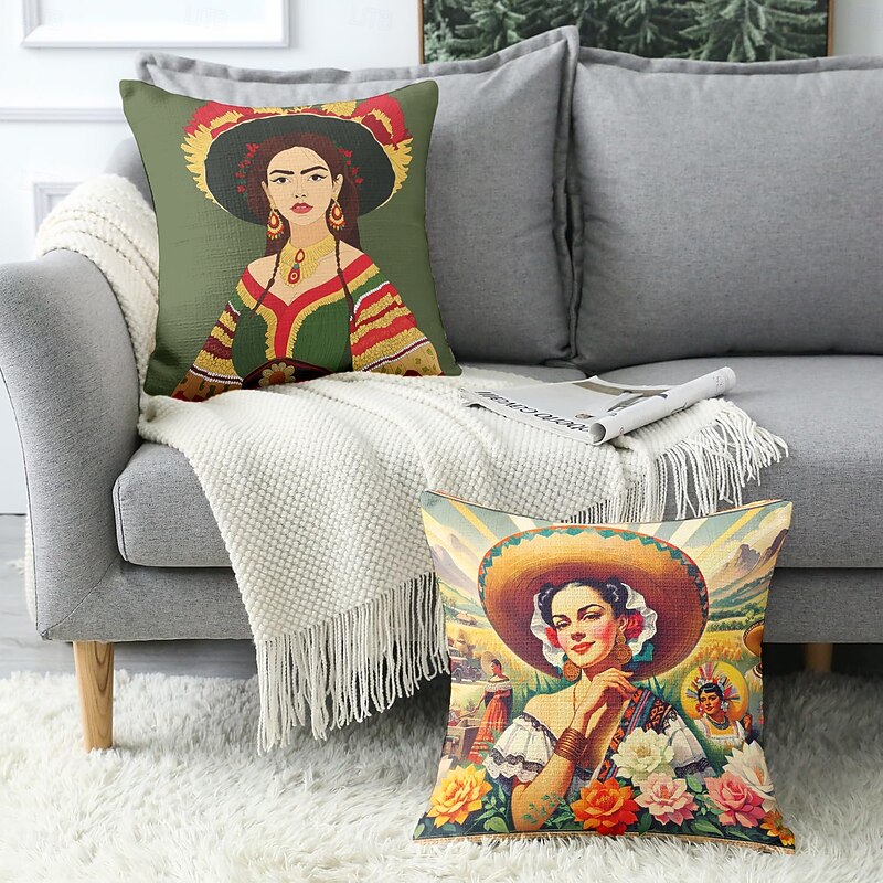Cinco de Mayo Mexico Women Decorative Toss Pillows Cover 1PC Soft Square Couch Cushion Case Pillowcase for Bedroom Livingroom Sofa Chair3