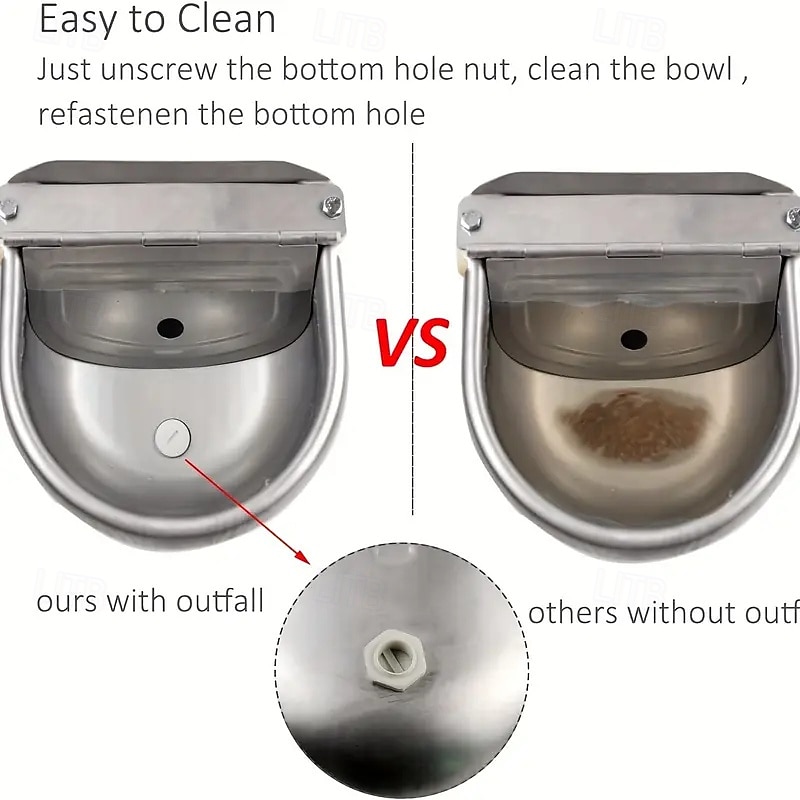 A Set of Automatic Stainless Steel Livestock Drinking Bowls Automatic Water Filling Drinking Basins Are Suitable for Animals of All Sizes With Drains for Easy Cleaning2