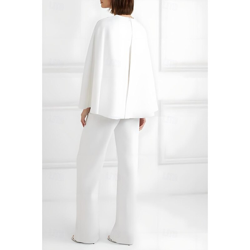 Women's 2 Pieces Suits Formal Wedding Guest Elegant Minimalist Long Sleeve Floor Length V Neck3