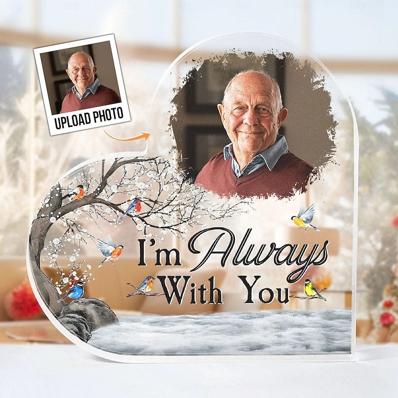 Personalized Memorial Acrylic Photo Plaque Custom Photo Sympathy Gifts For Loss Of Loved Ones I'm Always With You Memorial Gift Remembrance Decoration for Home Bedroom Tribute to Passed Loved Ones