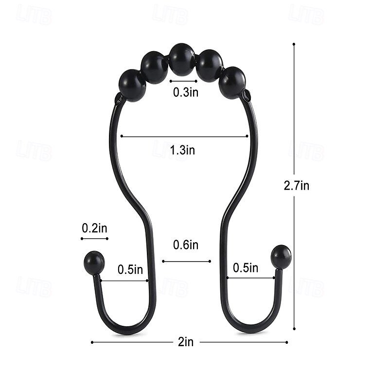 Double Head Shower Curtain Hooks Rings, Stainless Steel Heavy Duty Roller Double Glide Shower Hooks for Bathroom Shower Rod Curtains Liners,Polished Shower Curtain Rings Set of 123