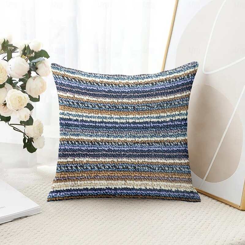 Geometric Strip Pattern Decorative Toss Pillows Cover 1PC Soft Square Couch Cushion Case Pillowcase for Bedroom Livingroom Sofa Chair