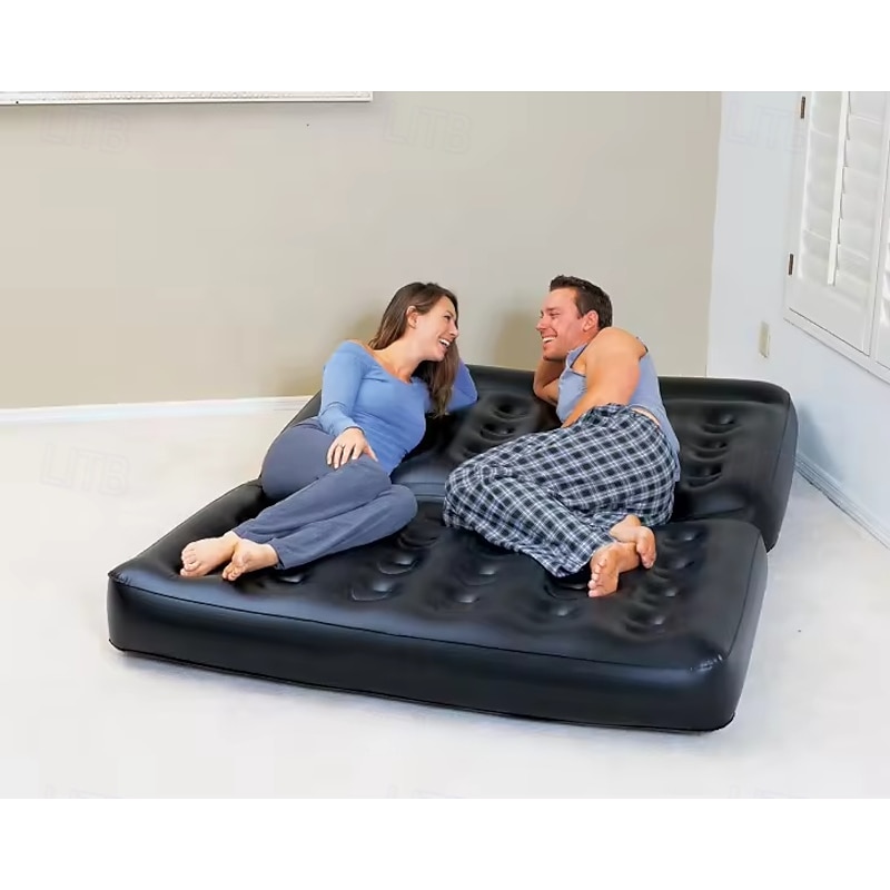 Inflatable Chair Air Couch with Air Pump Camping Air Mattress Blow Up Inflatable Sofa Bed with Backrest MultiMode Use Easy to Storage4