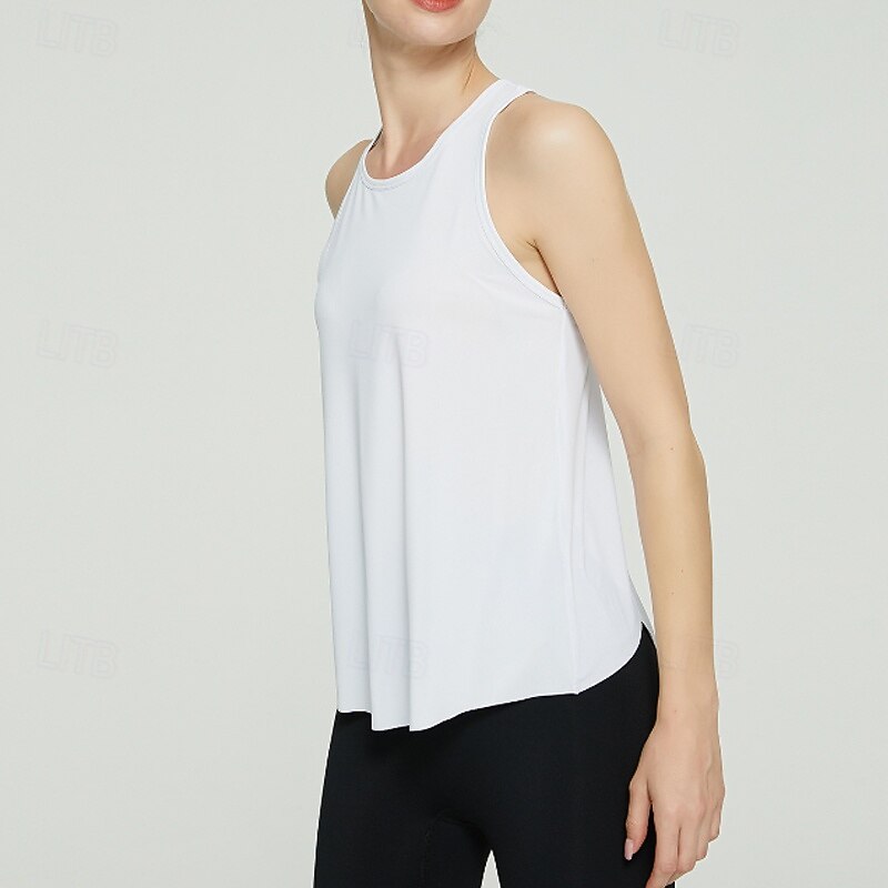 Women's Solid Colored Workout Tank Top Sport Shirt Sports Tank Top Tank Top Sleeveless Split Tennis Golf Pickleball Crew Neck Racerback Top Earth Yellow Black White Tennis Clothing4