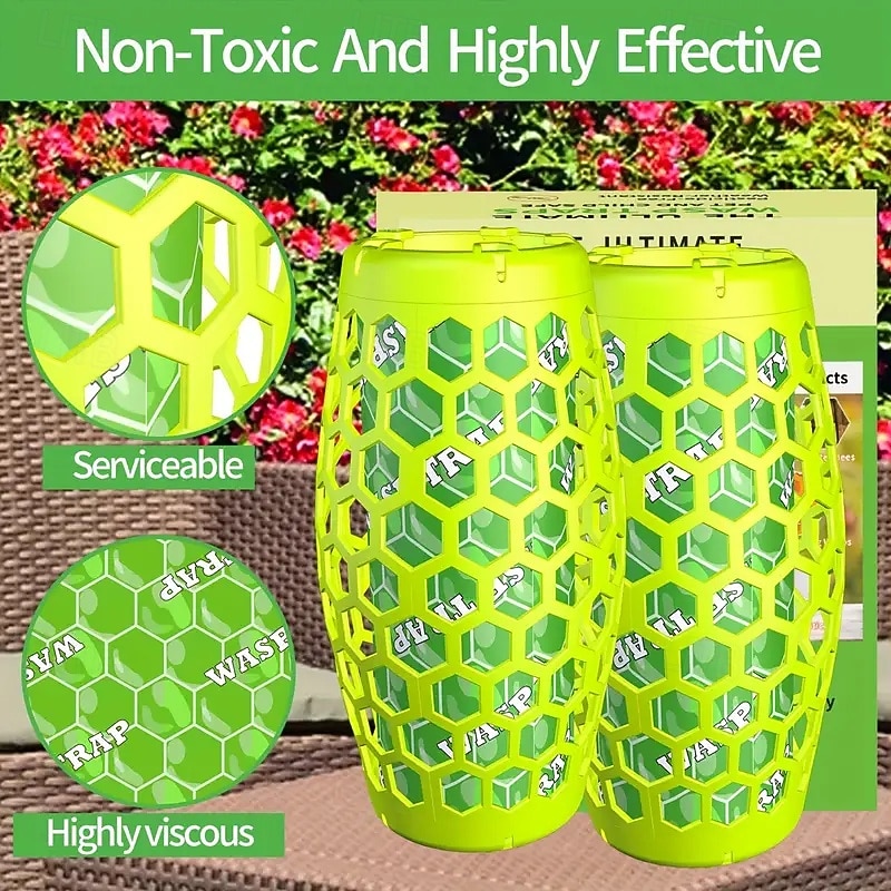 Wasp Trap (Outdoor Hanging) Sticky Wasp Trap for Gardens Yards Farms etc. 1 pack4