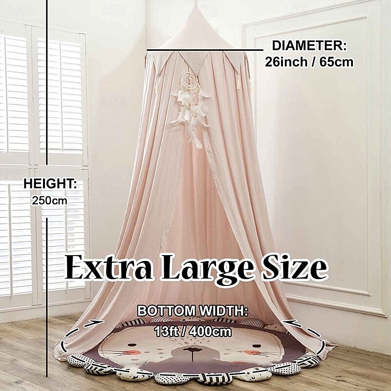 Bed Canopy for Kids Double Layer Princess Round Dome Children Dreamy Mosquito Net Bedding Girls Room Castle Play Tent Hanging House Decor Reading Nook Canopies2