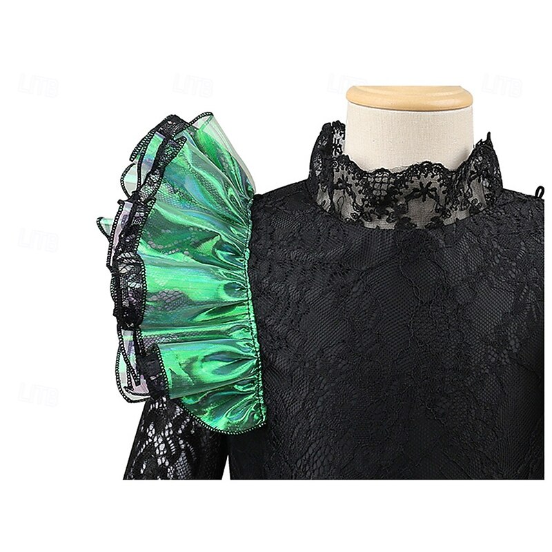 Witch Fairy Elphaba Dress Tulle Dresses Movie Cosplay Costume Carnival Costume Walpurgis Night Dress Up Movie Cosplay for Girls' Kids Halloween Carnival World Book Day Performance Party Comic Con3