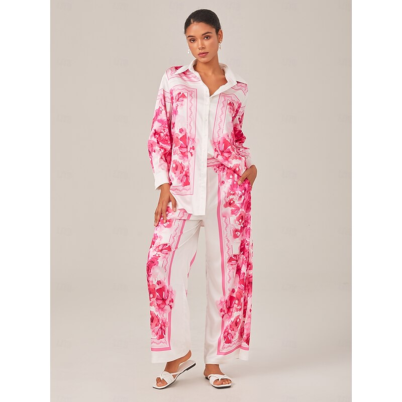 Printed High-Waisted Casual Pants2