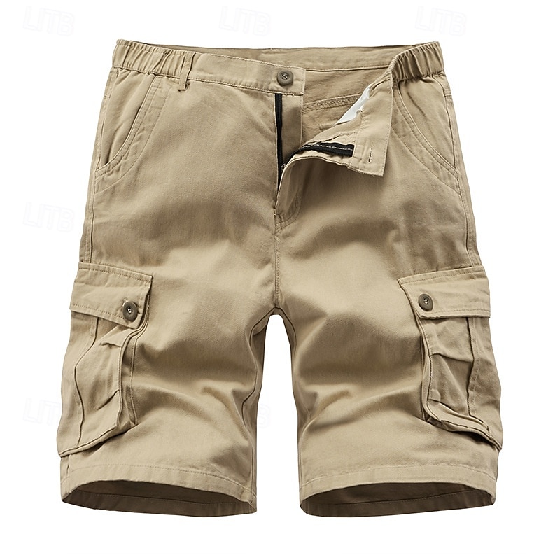 Men's Cargo Shorts Camo Shorts Shorts Summer Shorts Multi Pocket Flap Pocket Plain Camo / Camouflage Comfort Wearable Knee Length Outdoor Sport Daily Fashion Casual Camouflage khaki Black4