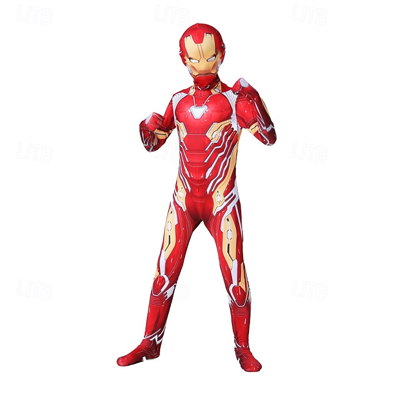 Iron Man Superhero Jumpsuit Bodysuits Onesie Costume Party Cosplay Movie Cosplay for Men's Boys Kid's Adults' Halloween Carnival Performance4