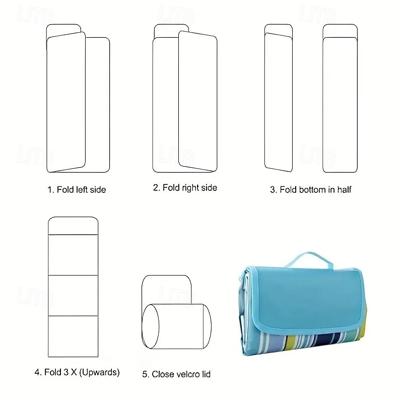 Extra Large 80 x 60 Outdoor Picnic Blanket Portable Beach Mat Durable Oxford Cloth Perfect for Camping Hiking and Vacations All Seasons Vivid Striped Design  Durable Fabric4