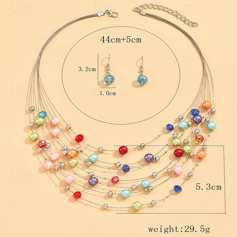 Earrings Set 1 set Imitation Pearl Earrings Necklace Women's Fashion Jewelry Set For Wedding Guest Gift Festival4