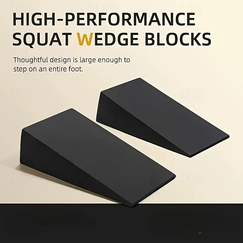 1 Pair Squat Wedge Blocks, Black EVA Slant Yoga Blocks for Balance and Flexibility, Calf Stretcher for Squats, Pilates, Push-Ups and Strength Training