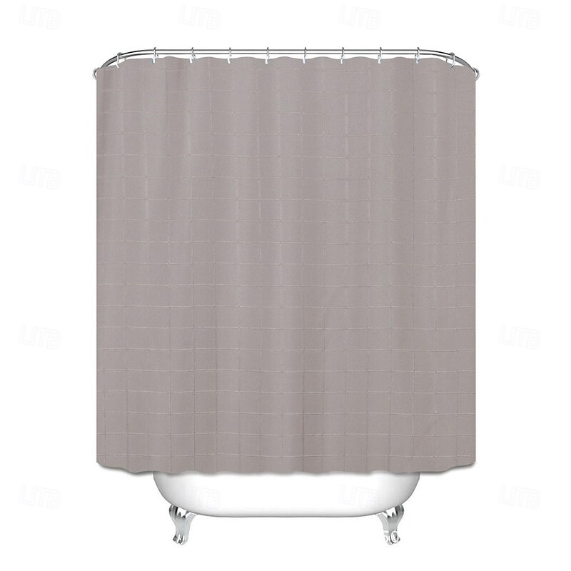 Shower Curtains for Bathroom, Polyester Waffle Textured Stripe Pattern Shower Curtain with Metal Grommets and Plastic Hooks 180cm*180cm(70"*70")4