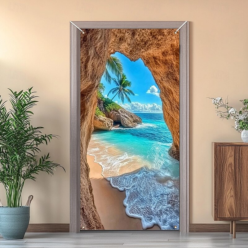 Ocean Cave Door Decorations Door Covers Door Tapestry Door Curtain Decoration Backdrop Indoor/Outdoor Door Banner for Front Door Farmhouse4