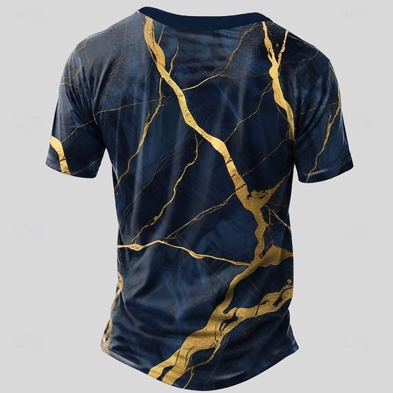 Men's Marble T Shirt Henley Shirt Short Sleeve Designer Retro Vintage Casual Street Casual Daily Summer Spring Dark Brown Grey Burgundy Navy Blue Henley Henley T-Shirt2